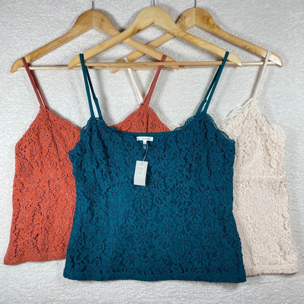 (lot of 3) floral lace cami tanks L soft stretchy Y2K fairycore coquette regency